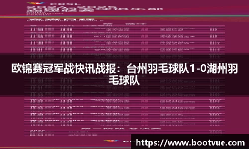 欧锦赛冠军战快讯战报：台州羽毛球队1-0湖州羽毛球队