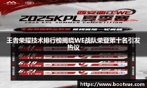 王者荣耀技术排行榜揭晓WE战队荣登第十名引发热议